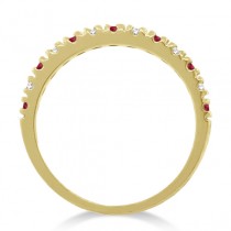 Lab Grown Diamond and Lab Ruby Ring Guard Stackable Band 14K Yellow Gold (0.37ct)