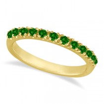 Lab Emerald Semi-Eternity Band Stackable Ring 14K Yellow Gold (0.38 ct)