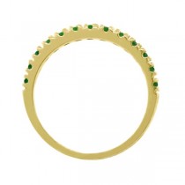 Lab Emerald Semi-Eternity Band Stackable Ring 14K Yellow Gold (0.38 ct)