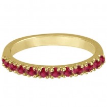 Lab Ruby Stackable Ring Guard Band 14K Yellow Gold (0.37ct)