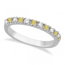 Yellow Canary & Lab White Diamond Stackable Ring Band 14k Gold (0.25ct)