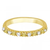 Yellow Canary & Lab White Diamond Stackable Ring Band 14k Gold (0.25ct)