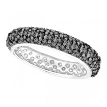 Black Diamond Eternity Ring Wide Band 14k White Gold (1.50ct)
