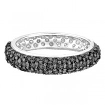 Black Diamond Eternity Ring Wide Band 14k White Gold (1.50ct)