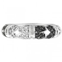 Black and White Diamond Ring Wide Band 14k White Gold (1.00ct)