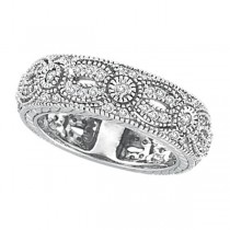 Antique Style Eternity Band 14k White Gold (0.80 ctw)