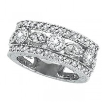 Antique Style Diamond Eternity Ring in 14k White Gold (2.08 ctw)