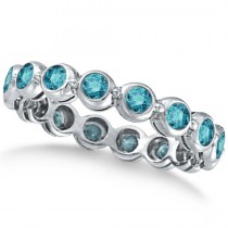 Bezel-Set Fancy Blue Diamond Eternity Band 14k White Gold (1.00ct)