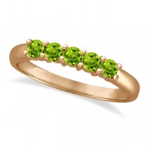 Five Stone Peridot Ring 14k Rose Gold (0.79ctw)