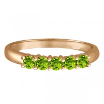Five Stone Peridot Ring 14k Rose Gold (0.79ctw)