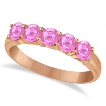 Five Stone Pink Sapphire Ring 14k Rose Gold (1.70ctw)