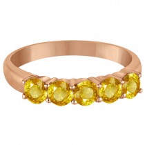 Five Stone Yellow Sapphire Ring 14k Rose Gold (1.70ctw)