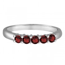 Five Stone Garnet Ring 14k White Gold (0.79ctw)