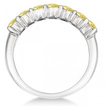 Seven-Stone Fancy Yellow Diamond Ring Band 14k White Gold (1.00ct)