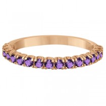 Half-Eternity Pave-Set Amethyst Stacking Ring 14k Rose Gold (0.95ct)