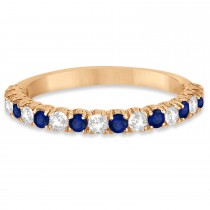 Lab Blue Sapphire & Lab Grown Diamond Wedding Band Anniversary Ring in 14k Rose Gold (0.75ct)