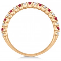 Lab Ruby & Lab Grown Diamond Wedding Band Anniversary Ring in 14k Rose Gold (0.50ct)