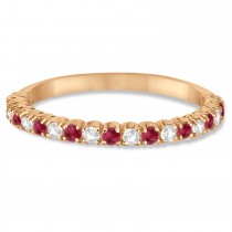 Lab Ruby & Lab Grown Diamond Wedding Band Anniversary Ring in 14k Rose Gold (0.50ct)