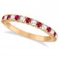 Lab Ruby & Lab Grown Diamond Wedding Band Anniversary Ring in 14k Rose Gold (0.75ct)