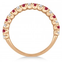 Lab Ruby & Lab Grown Diamond Wedding Band Anniversary Ring in 14k Rose Gold (0.75ct)