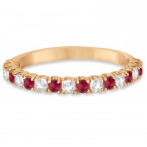 Lab Ruby & Lab Grown Diamond Wedding Band Anniversary Ring in 14k Rose Gold (0.75ct)