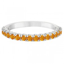Half-Eternity Pave-Set Citrine Stacking Ring 14k White Gold (0.95ct)