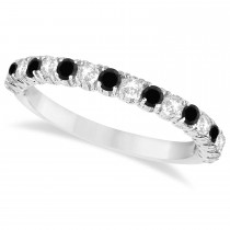 Black & Lab White Diamond Wedding Band Anniversary Ring in 14k White Gold (0.75ct)
