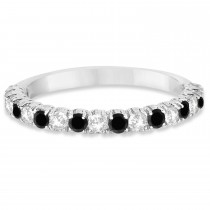 Black & Lab White Diamond Wedding Band Anniversary Ring in 14k White Gold (0.75ct)