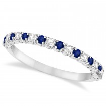 Lab Blue Sapphire & Lab Grown Diamond Wedding Band Anniversary Ring in 14k White Gold (0.50ct)