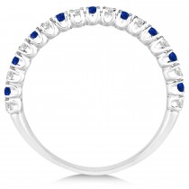 Lab Blue Sapphire & Lab Grown Diamond Wedding Band Anniversary Ring in 14k White Gold (0.50ct)