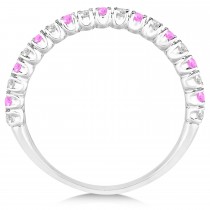 Lab Pink Sapphire & Lab Grown Diamond Wedding Band Anniversary Ring in 14k White Gold (0.50ct)