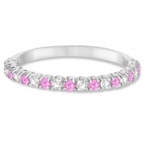 Lab Pink Sapphire & Lab Grown Diamond Wedding Band Anniversary Ring in 14k White Gold (0.50ct)