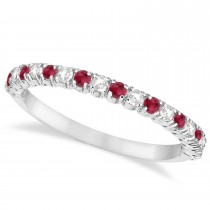 Lab Ruby & Lab Grown Diamond Wedding Band Anniversary Ring in 14k White Gold (0.50ct)