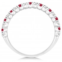 Lab Ruby & Lab Grown Diamond Wedding Band Anniversary Ring in 14k White Gold (0.50ct)