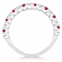 Lab Ruby & Lab Grown Diamond Wedding Band Anniversary Ring in 14k White Gold (0.75ct)