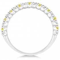 Yellow & Lab White Diamond Wedding Band Anniversary Ring in 14k White Gold (0.50ct)