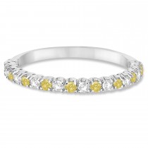 Yellow & Lab White Diamond Wedding Band Anniversary Ring in 14k White Gold (0.50ct)