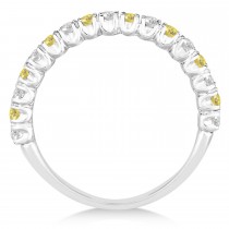 Yellow & Lab White Diamond Wedding Band Anniversary Ring in 14k White Gold (0.75ct)
