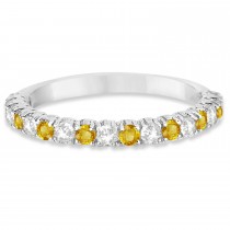Yellow & Lab White Diamond Wedding Band Anniversary Ring in 14k White Gold (0.75ct)