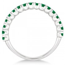 Half-Eternity Pave-set Lab Emerald Stacking Ring 14k White Gold (0.95ct)