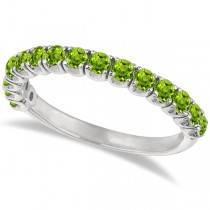 Peridot Semi-Eternity Ring Band 14k White Gold (1.09ct)