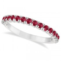 Half-Eternity Pave-set Lab Ruby Stacking Ring 14k White Gold (0.95ct)