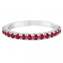 Half-Eternity Pave-set Lab Ruby Stacking Ring 14k White Gold (0.95ct)