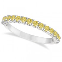 Half-Eternity Pave Lab Yellow Lab Grown Diamond Stacking Ring 14k White Gold (0.75ct)