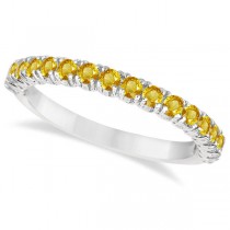 Half-Eternity Pave-Set Lab Yellow Sapphire Stack Ring 14k White Gold (0.95ct)