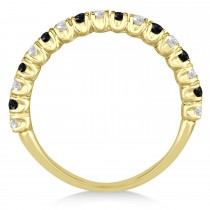 Black & Lab White Diamond Wedding Band Anniversary Ring in 14k Yellow Gold (0.75ct)
