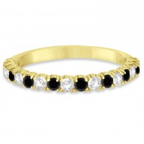 Black & Lab White Diamond Wedding Band Anniversary Ring in 14k Yellow Gold (0.75ct)