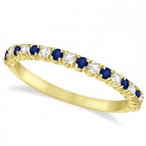 Lab Blue Sapphire & Lab Grown Diamond Wedding Band Anniversary Ring in 14k Yellow Gold (0.50ct)
