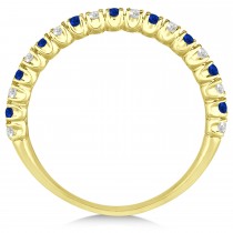 Lab Blue Sapphire & Lab Grown Diamond Wedding Band Anniversary Ring in 14k Yellow Gold (0.50ct)