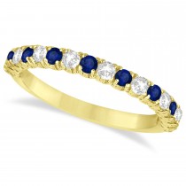 Lab Blue Sapphire & Lab Grown Diamond Wedding Band Anniversary Ring in 14k Yellow Gold (0.75ct)